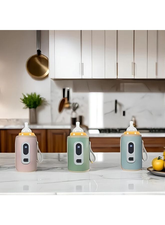 Blue Portable USB Bottle Warmer Heats Breast Milk Formula With Temperature Display - Image 1